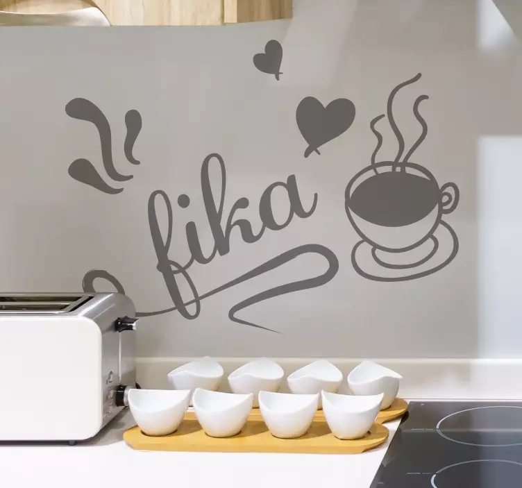Fika kaffe köksdrink klistermärke - Tenstickers