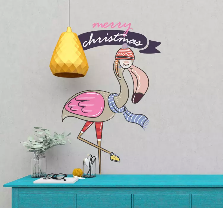 Jul flamingo klistermärke - Tenstickers