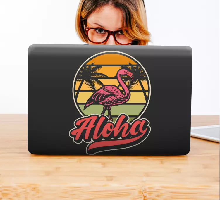 Flamingo märke laptop hud dekal - Tenstickers