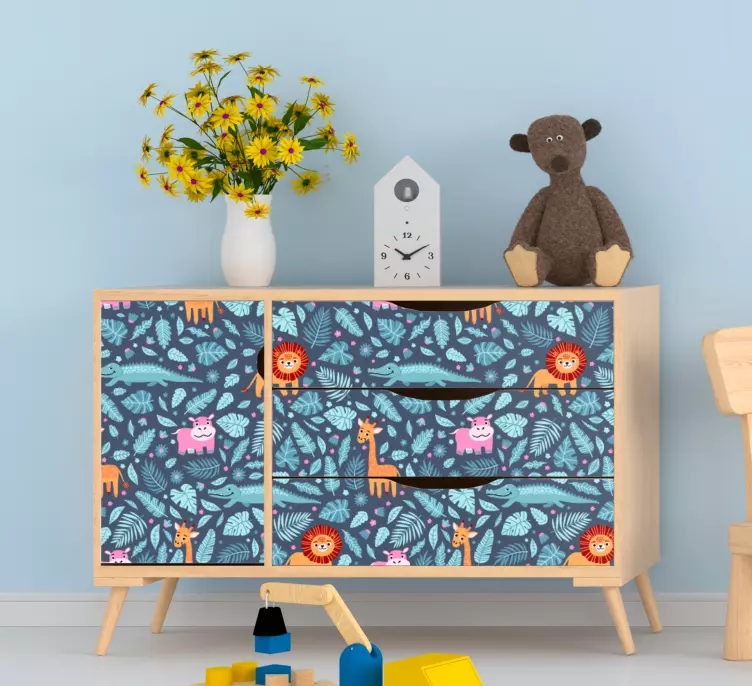 Flera möbler klistermärke för djungeldjur - Tenstickers