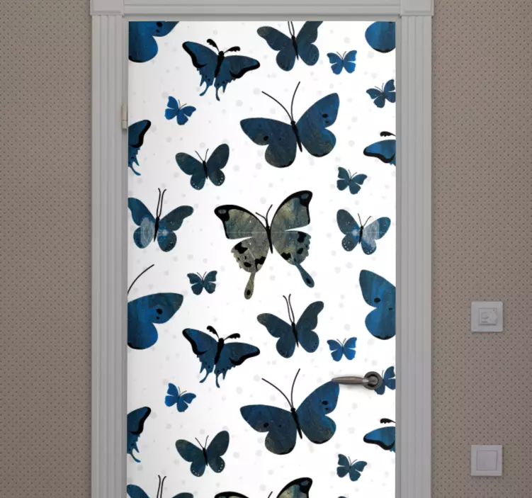 Flera fjärilsmönster klistermärke för dörr - Tenstickers