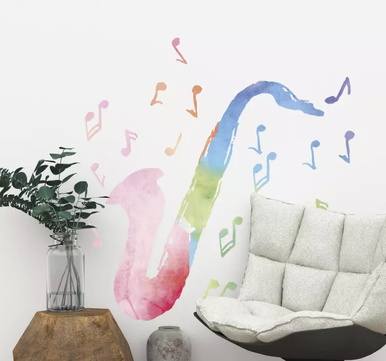 Klistermärke med mångfärgad saxofonjazz och blues - Tenstickers