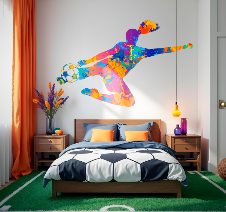 Flerfärgsspelare fotboll klistermärke - Tenstickers