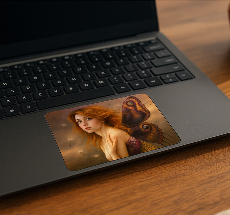 Flicka med flytande maskrosor Touchpad klistermärke - Tenstickers