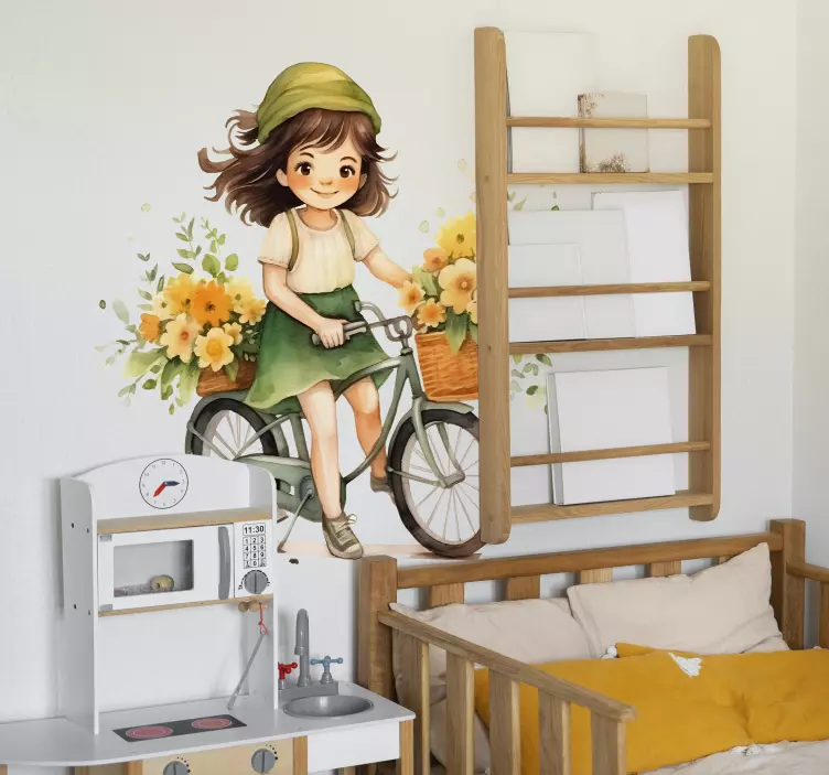 Flicka som cyklar Väggklistermärken illustrationer - Tenstickers