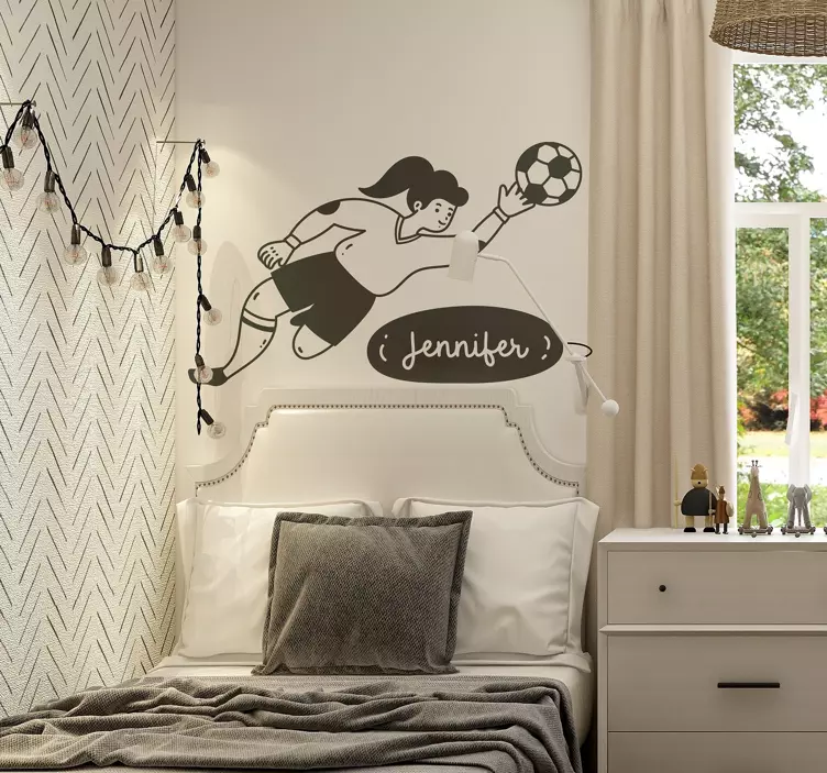Flickmålvakt personlig fotboll klistermärke - Tenstickers