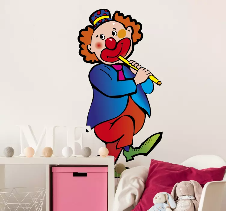Flöjt clown barn klistermärke - Tenstickers