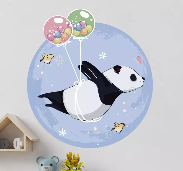 Flygande panda illustration dekal - Tenstickers