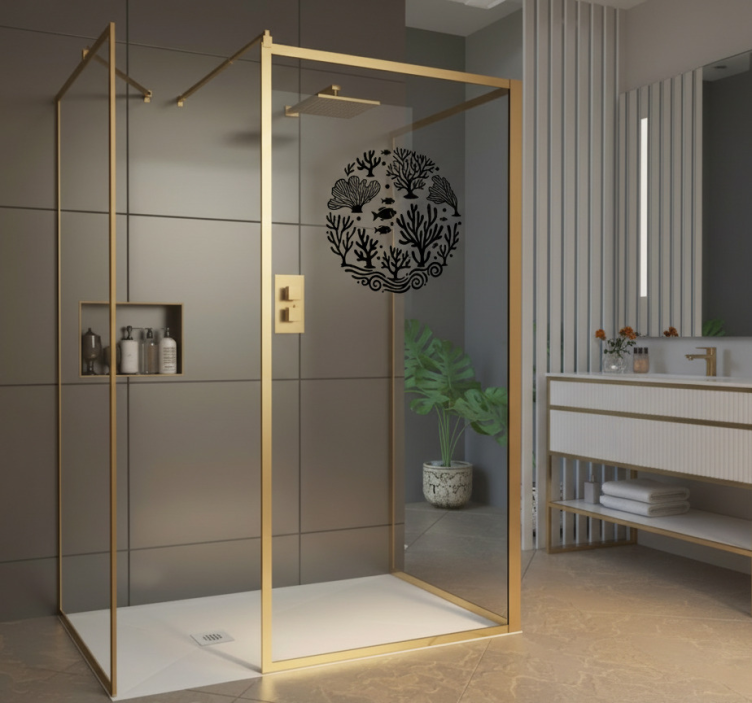 Fönster klistermärke modern korallinredning - Tenstickers