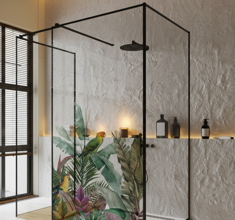 Fönster klistermärke tropiska sittande papegojor - Tenstickers