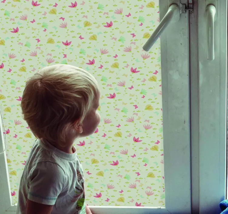 Blommor och fjärilar fönster klistermärke - Tenstickers