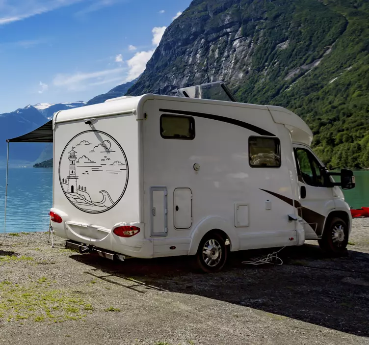 Fyr på kust husbil nautisk klistermärke - Tenstickers