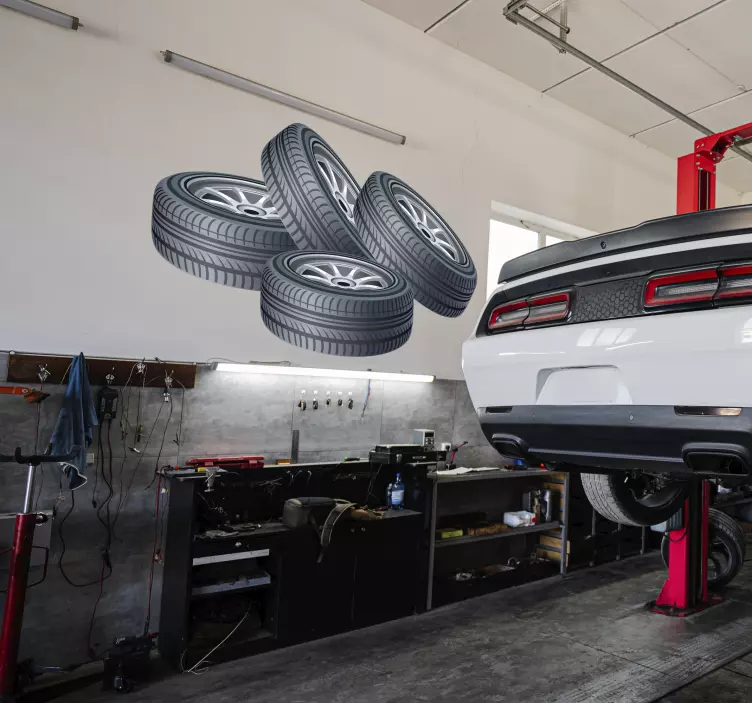 Fyra däck väggklistermärke - Tenstickers