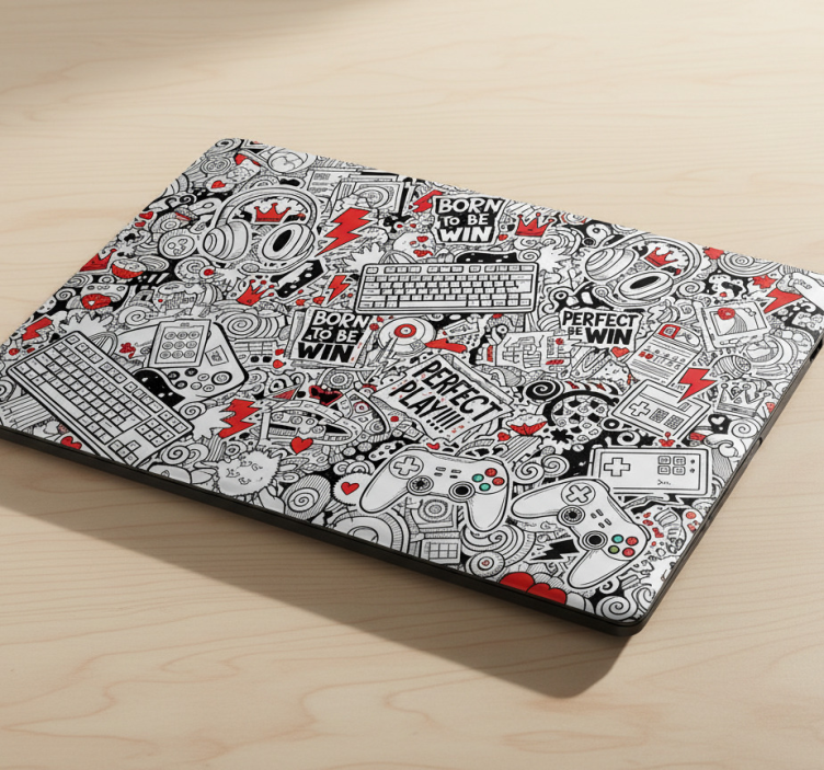 Gamer doodle skin klistermärke för bärbar - Tenstickers