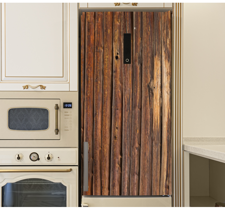 Gammal brun trä låda kylskåp dekal - Tenstickers