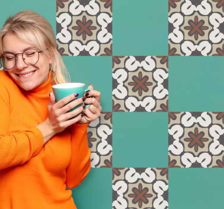Geometrisk beige design kakel klistermärke - Tenstickers