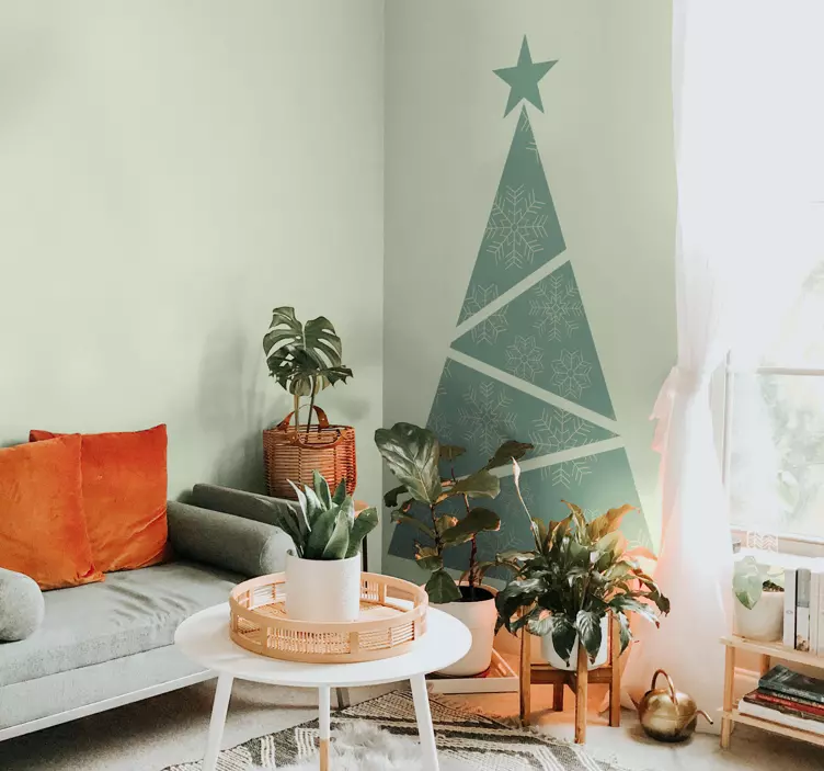 Geometrisk julgran klistermärke - Tenstickers