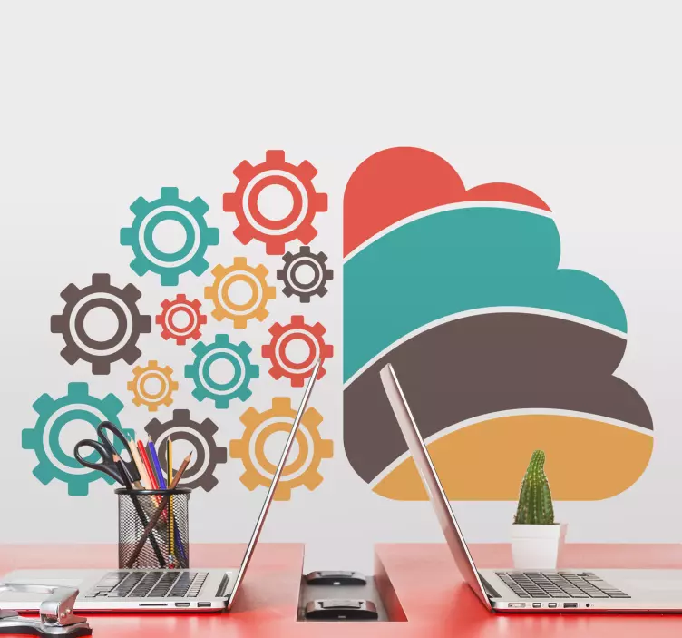 Geometrisk klistermärke färgglada kugghjuls mönster - Tenstickers