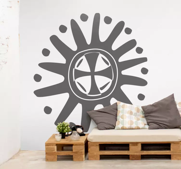 Geometrisk klistermärke stiliserad solform - Tenstickers