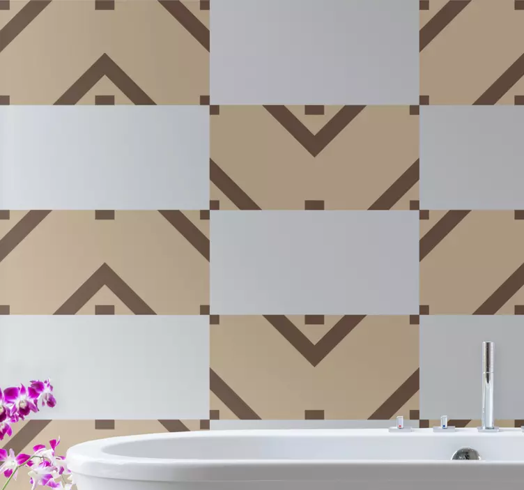 Geometriska beige motiv kakel klistermärke - Tenstickers