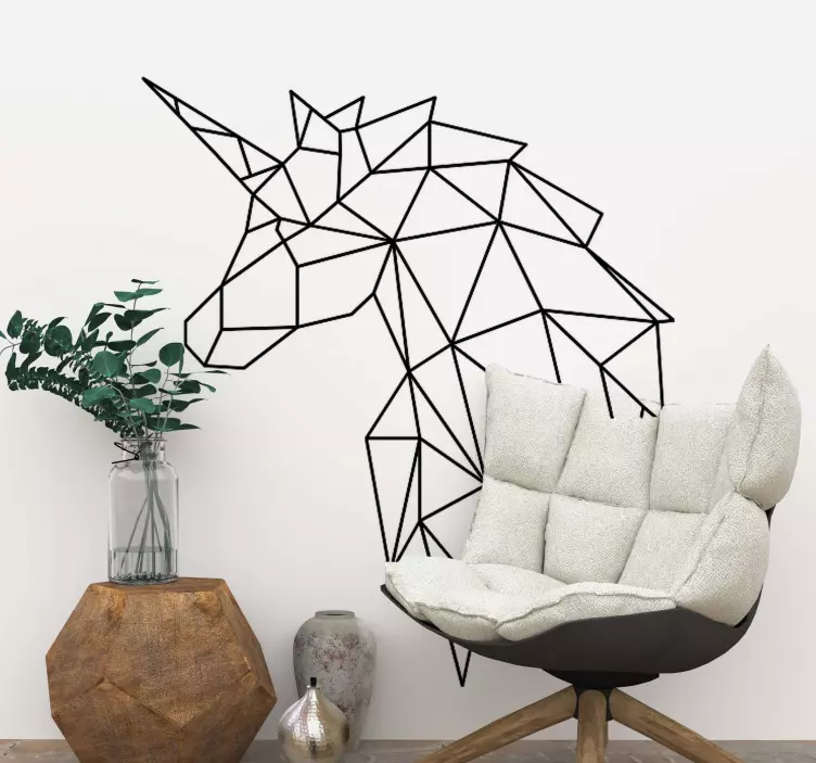 Geometriskt enhörningshuvud klistermärken - Tenstickers