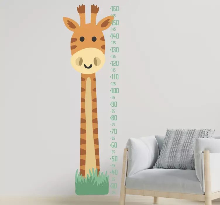 Giraff med tillväxt meter höjd diagram klistermärke - Tenstickers