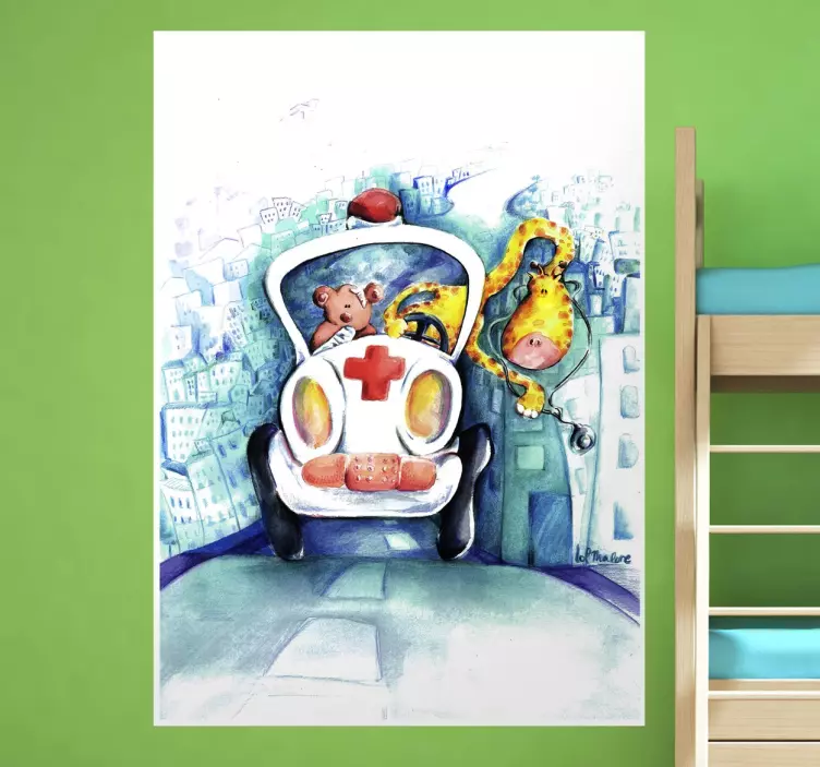 Giraff paramedic väggmålning - Tenstickers