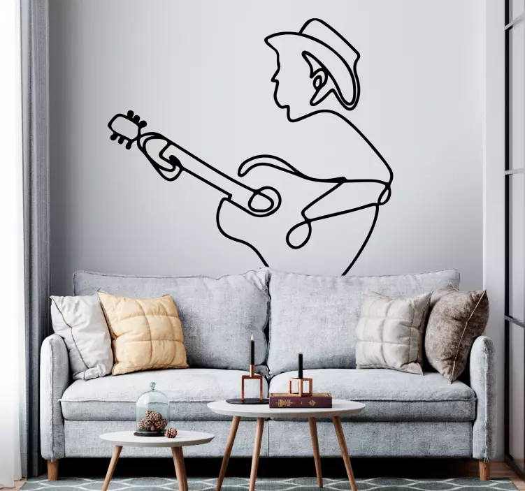 Minimalistisk gitarrist wallsticker - Tenstickers