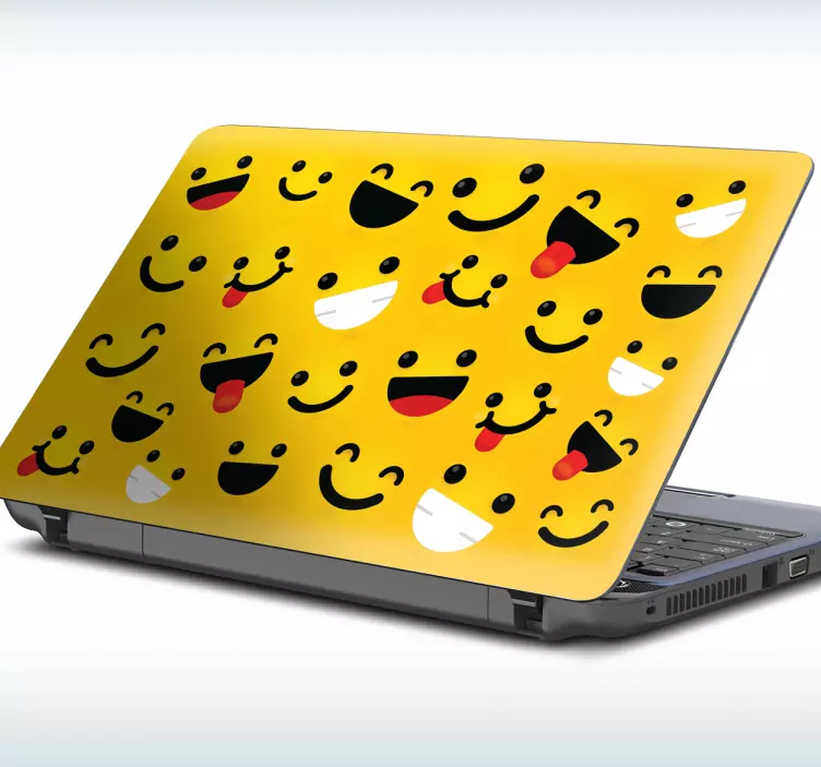 Glad ansikte emoji laptop klistermärke - Tenstickers