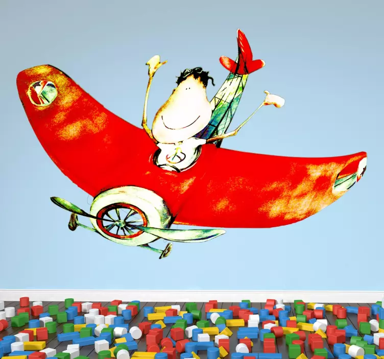 Glad barnflygplan klistermärke för barn - Tenstickers