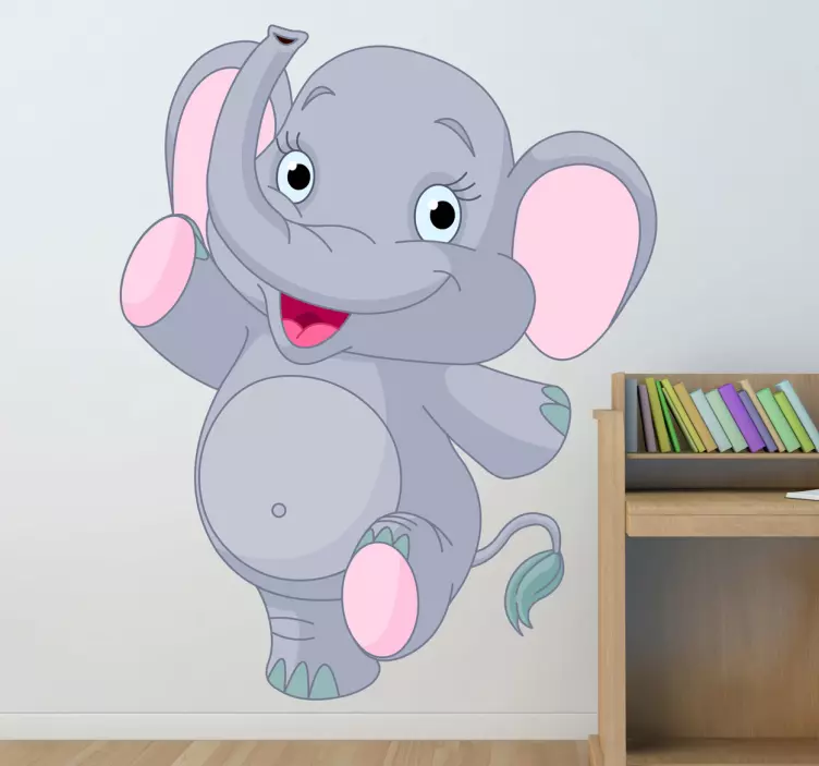 Glad elefant dekorativa dekal - Tenstickers