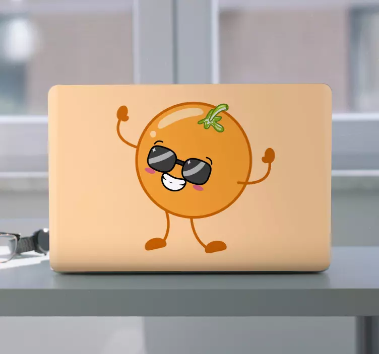 Glad orange karaktär klistermärke för bärbar - Tenstickers