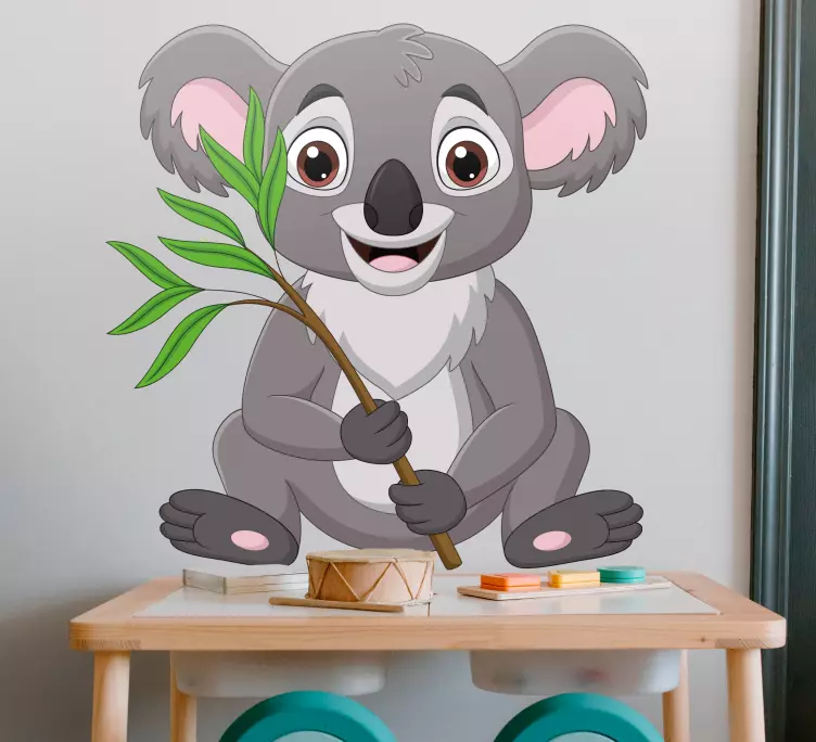 Glad tecknad koala sittande djur väggdekal - Tenstickers