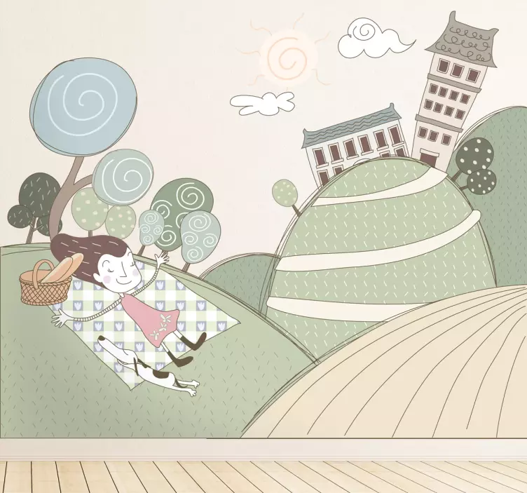 Glad tjejpicknick dekorativ klistermärke - Tenstickers