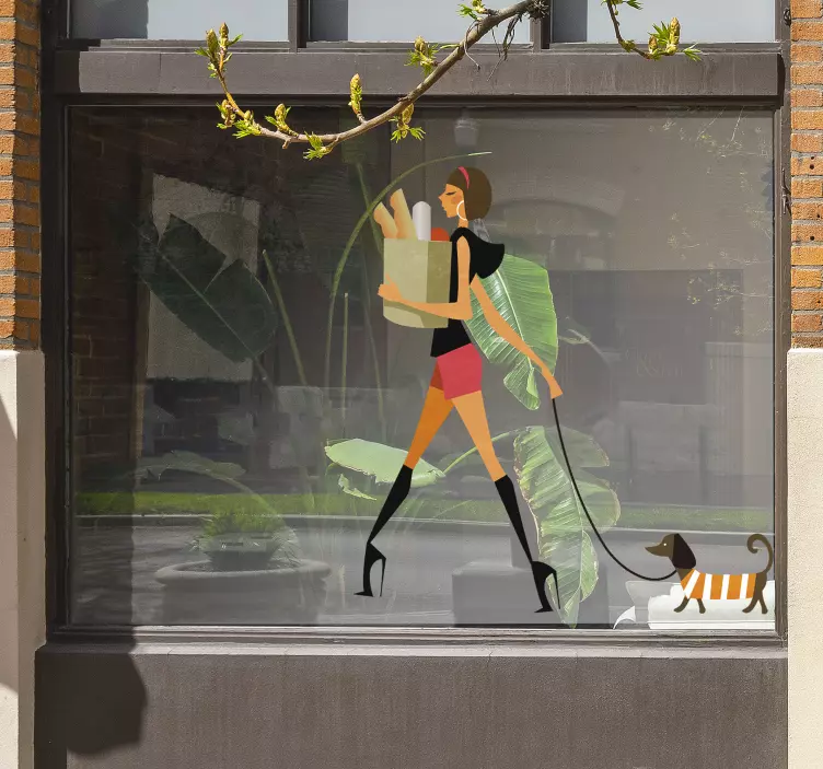 Glamour chic ägare & hund vägg klistermärke - Tenstickers