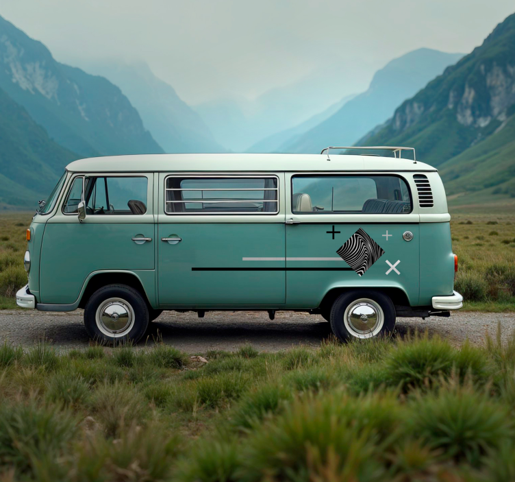 Grå ränder husvagn klistermärke - Tenstickers