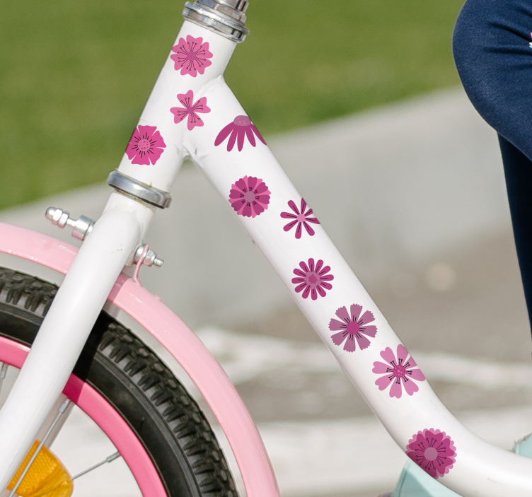Graciösa rosa blommor klistermärken cykel - Tenstickers