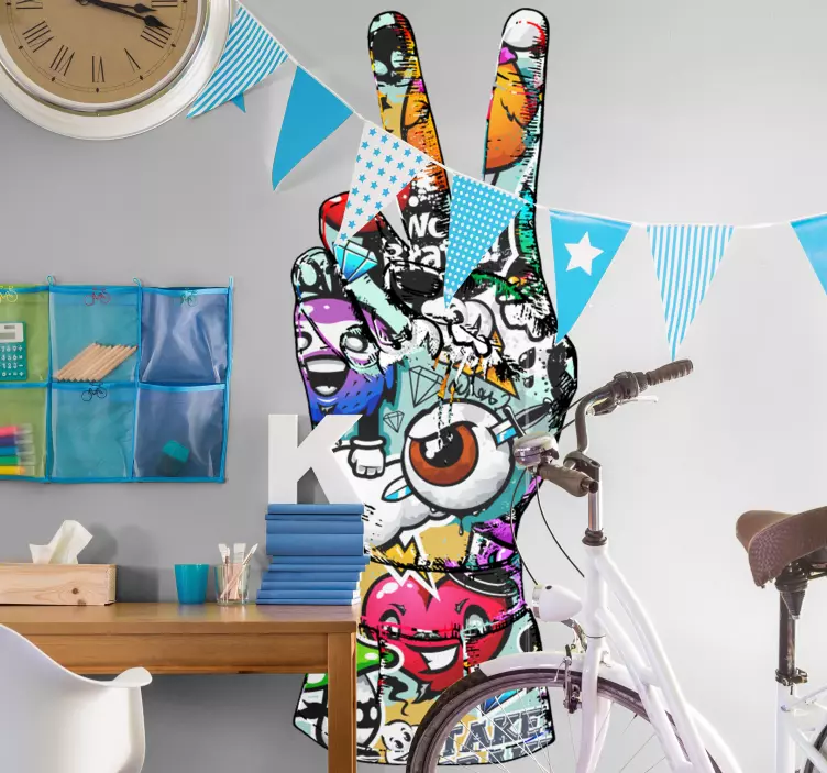 Graffiti hand färgglada urban klistermärke - Tenstickers