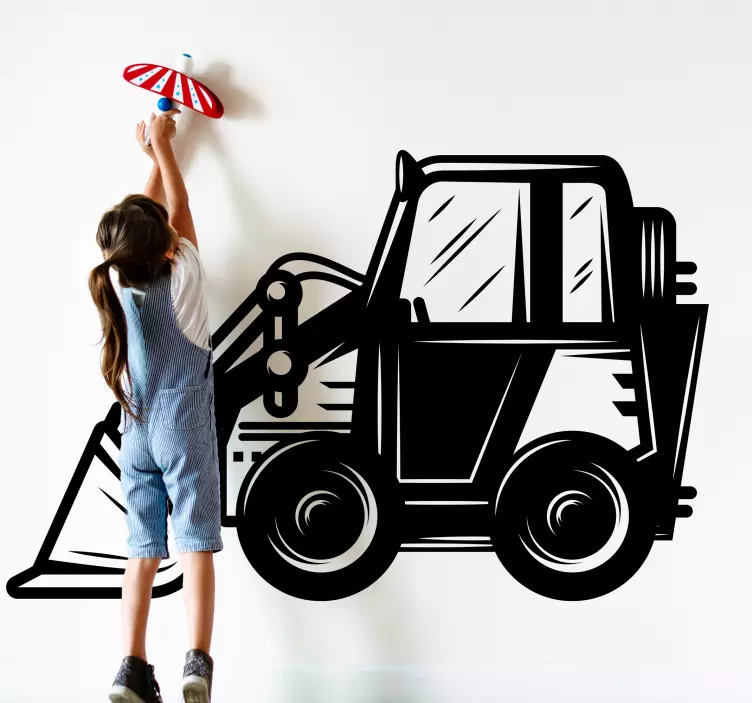 Grävmaskin bulldozer maskin barn leksak klistermärke - Tenstickers