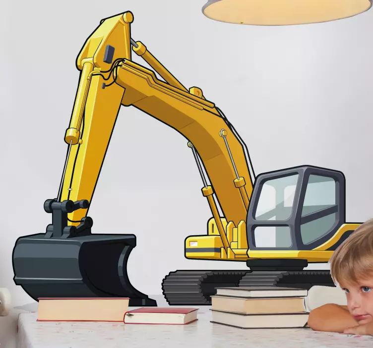 Gul 3d tecknad maskin barn leksak klistermärke - Tenstickers