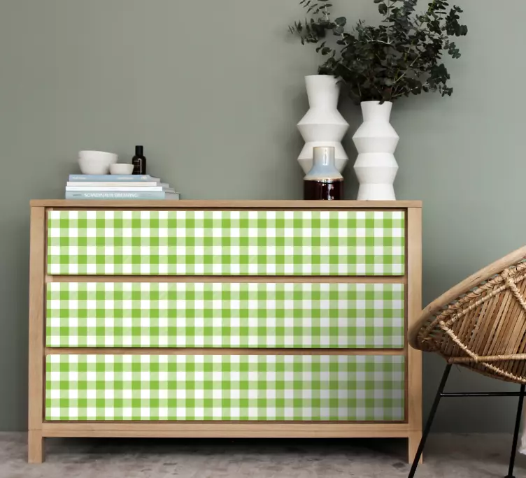 Grön rutig design möbel dekal - Tenstickers