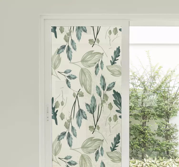 Gröna växter mosaik för glasfönster klistermärke - Tenstickers