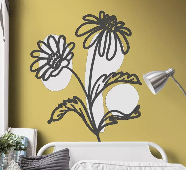 Grupp av daisy blommor linje konst design klistermärke - Tenstickers