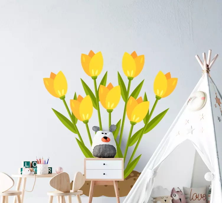 Gul blomma på smutsdörrklistermärke - Tenstickers