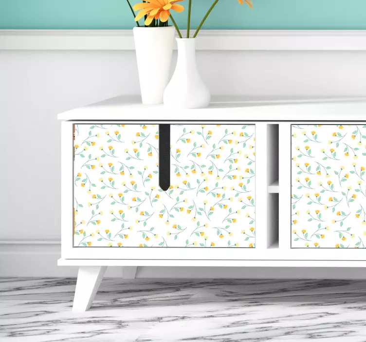 Gula blommor vardagsrums vägg inredning - Tenstickers