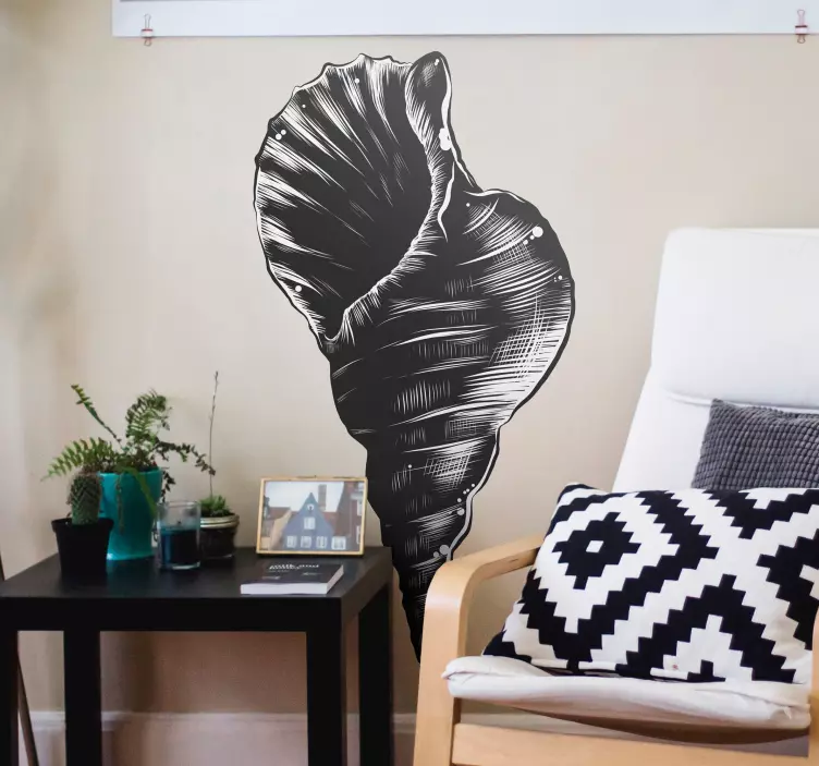 Hand rita snäckskal vintage skal klistermärken - Tenstickers