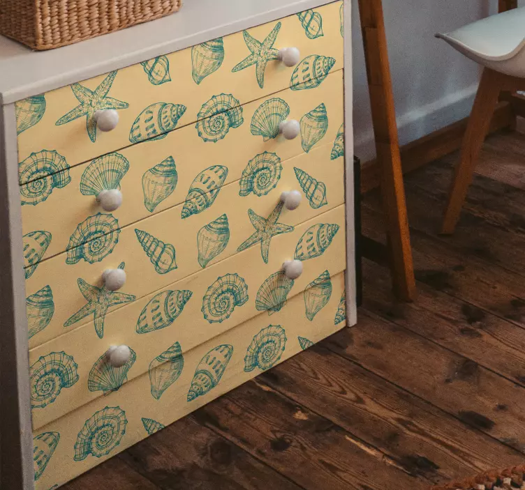 Ritade snäckskal och sjöstjärna möbler dekal - Tenstickers