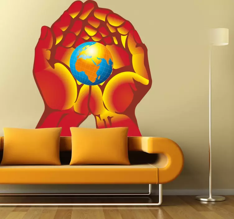 Händer som håller jorden klistermärke - Tenstickers