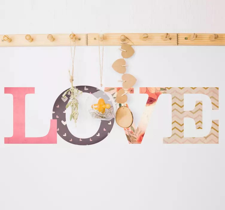 Hängande kärleksbrev kärlek klistermärke - Tenstickers