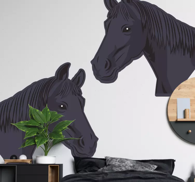 Hästhuvudkonstverk vilda djur klistermärke - Tenstickers